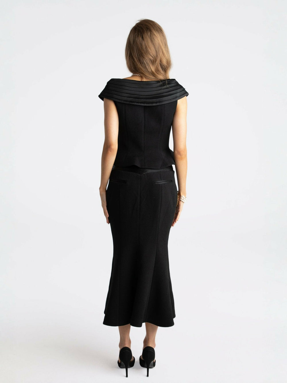 Belle Satin Skirt: Black Midi Skirt for Cocktail Party | Nana Jacqueline