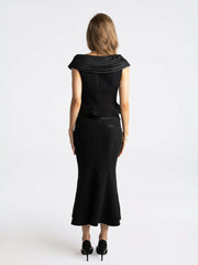 Belle Satin Skirt: Black Midi Skirt for Cocktail Party | Nana Jacqueline