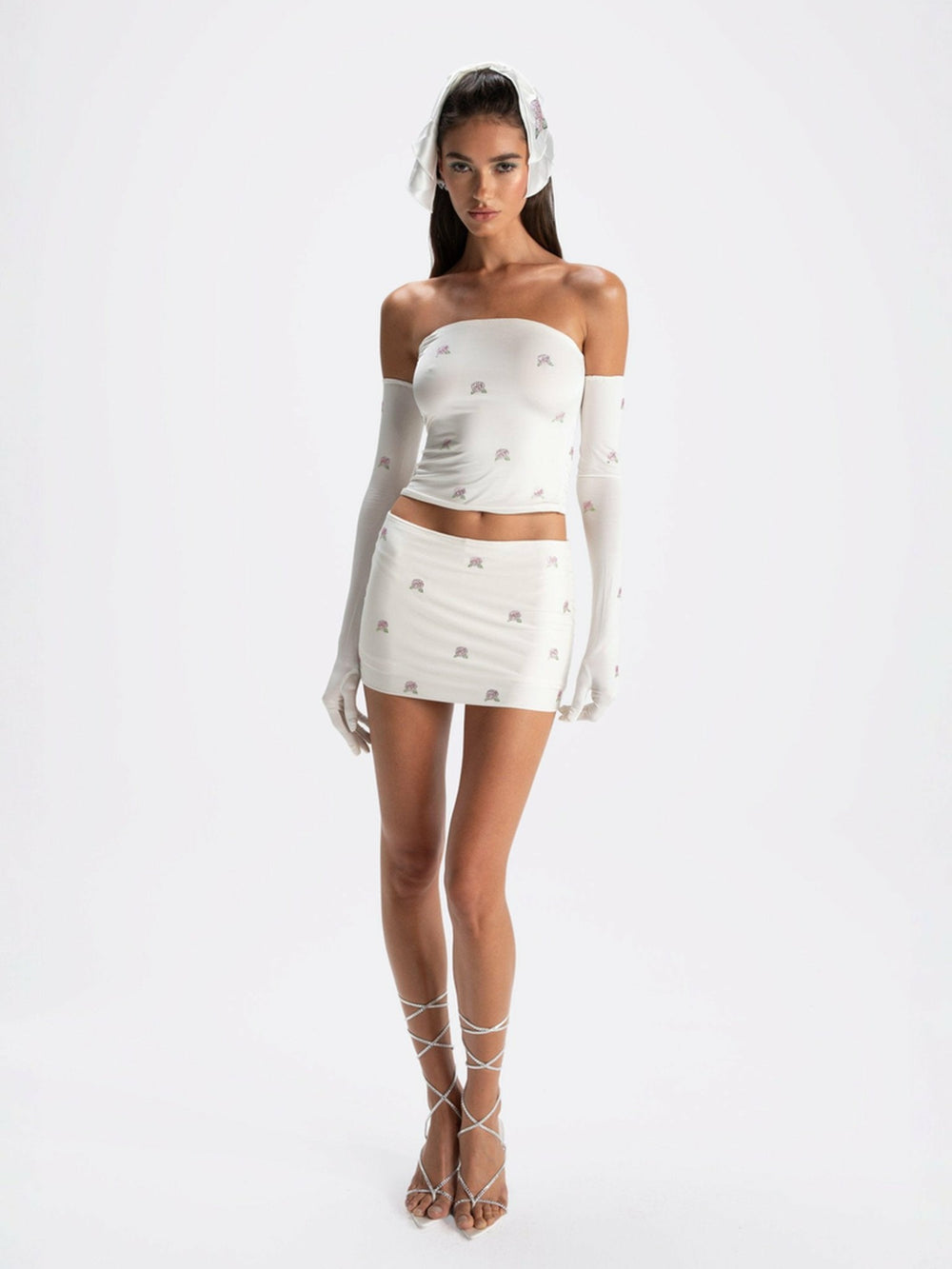 Rosana Embroidered Skirt: White Mini Skirt for Bachelorette | Nana Jacqueline