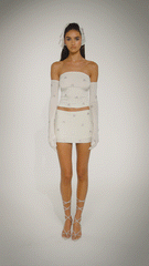 Rosana Embroidered Skirt: White Mini Skirt for Bachelorette | Nana Jacqueline