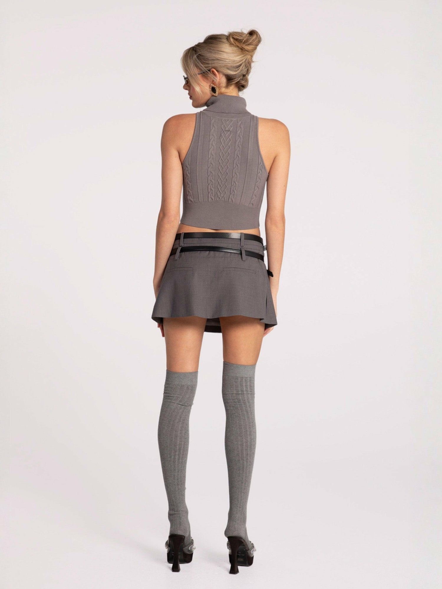 Anna Skirt: Grey Mini Skirt for Brunch | Nana Jacqueline