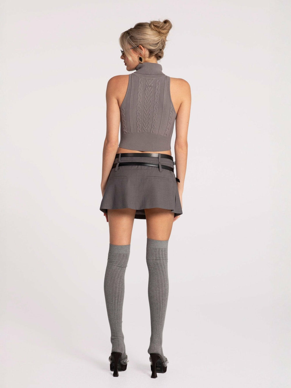Anna Skirt: Grey Mini Skirt for Brunch | Nana Jacqueline