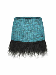 Daphne Feather Tweed Skirt: Blue Skirt for Birthday Celebration | Nana Jacqueline