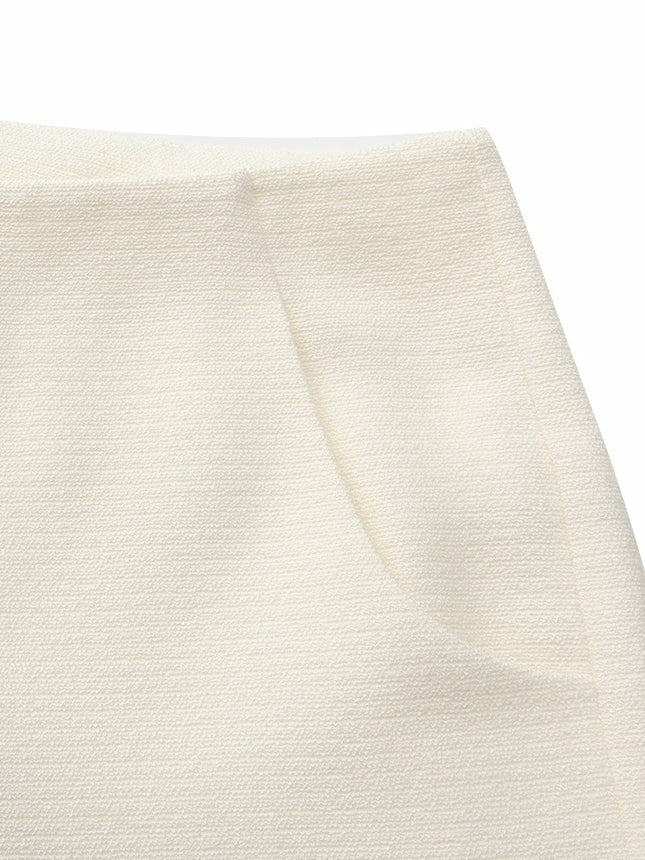 Juliette Textured Wide-Leg White Tailored Pants | Nana Jacqueline
