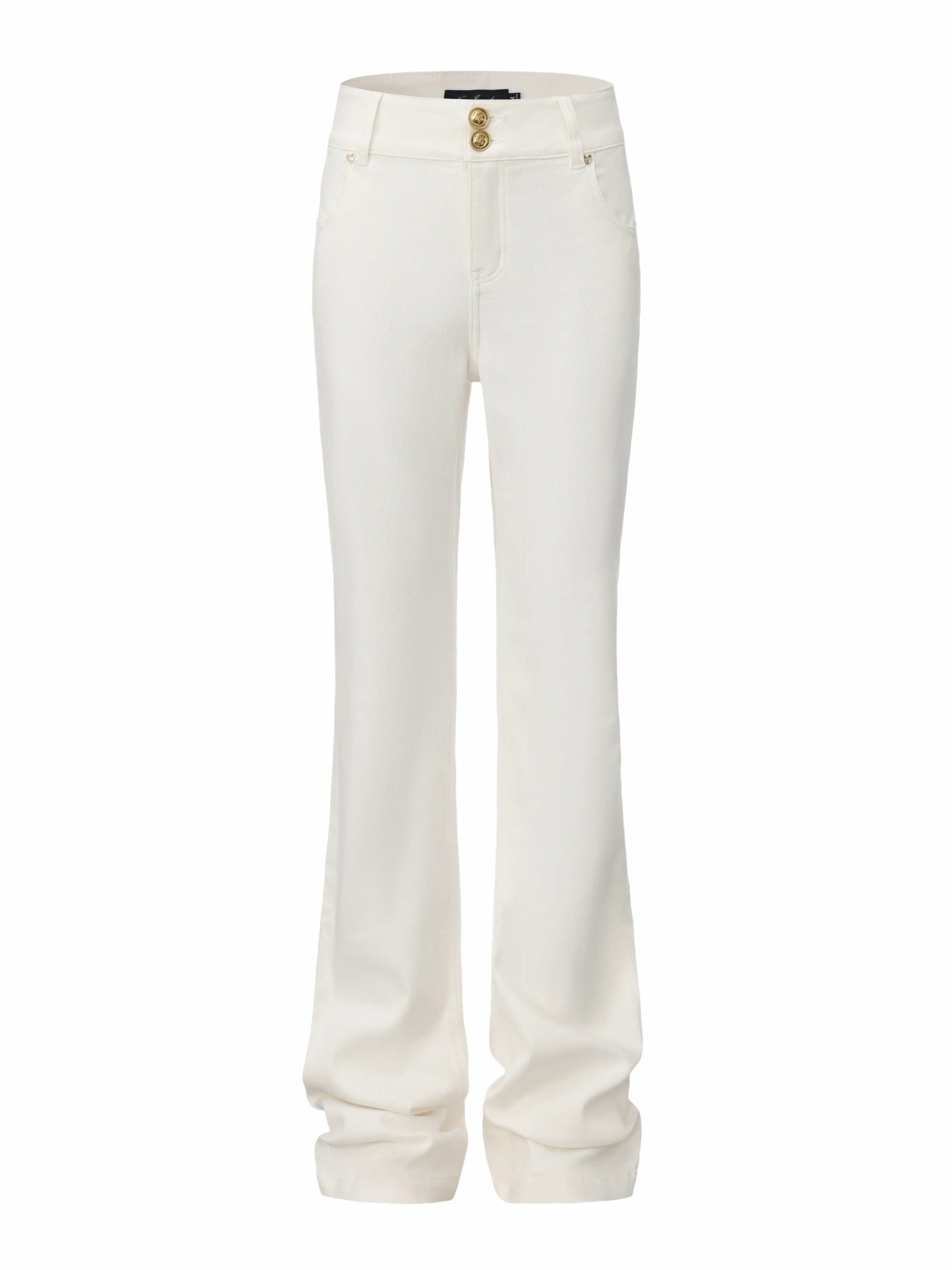 High-Waist White Denim Jeans with Crystal Detail | Nana Jacqueline