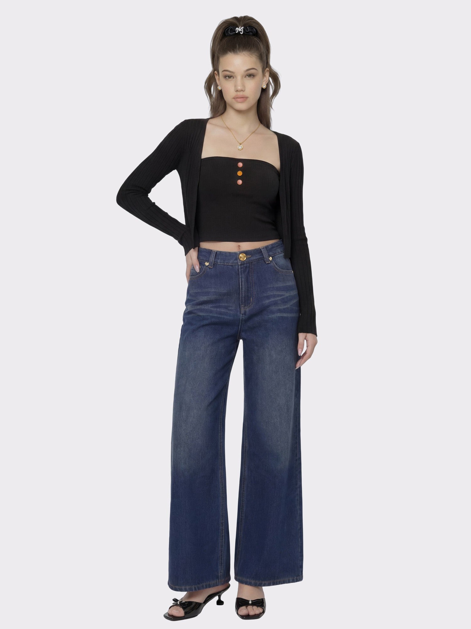 Dark Blue High-Waist Straight Leg Jeans | Nana Jacqueline