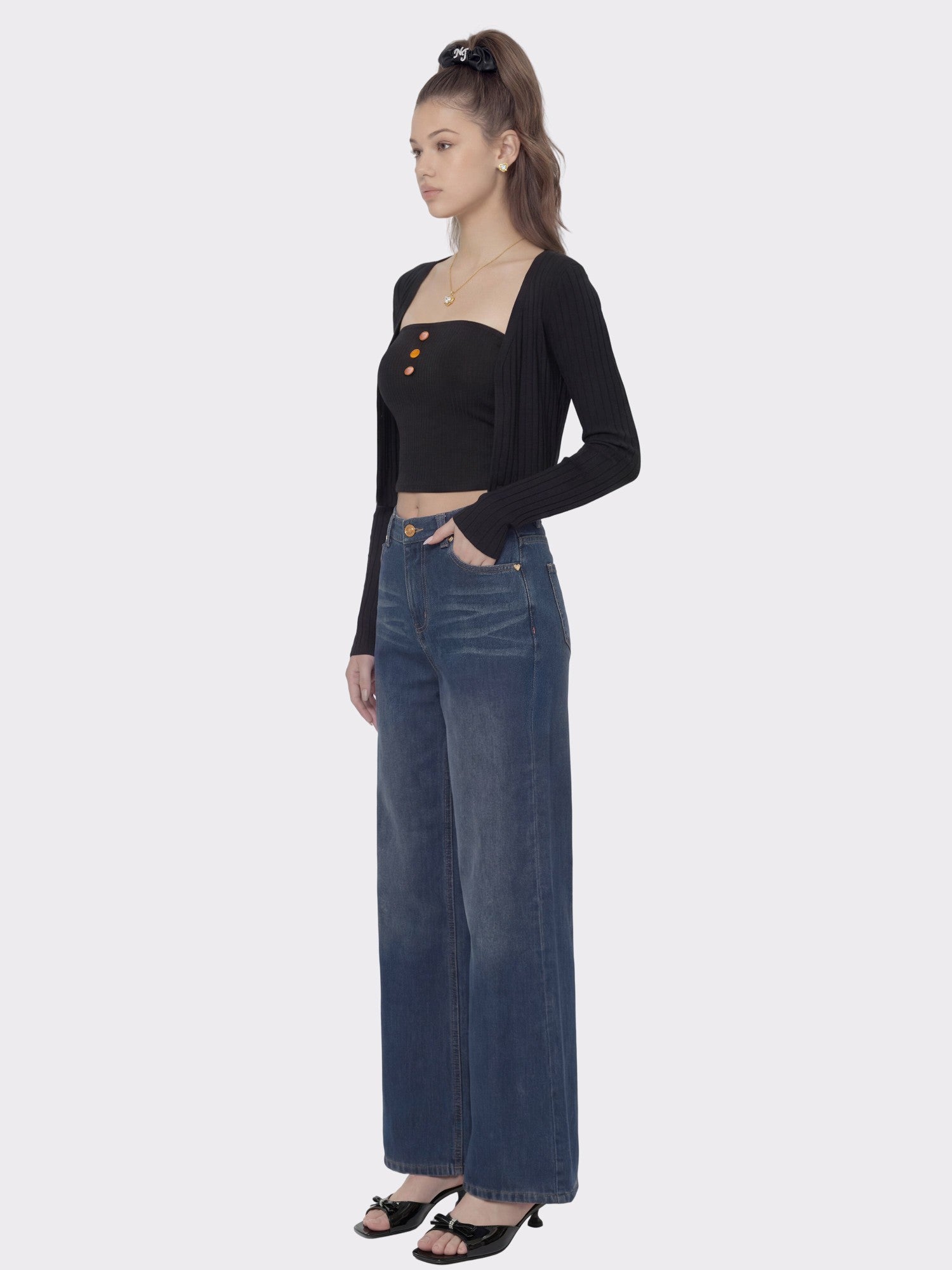 Dark Blue High-Waist Straight Leg Jeans | Nana Jacqueline