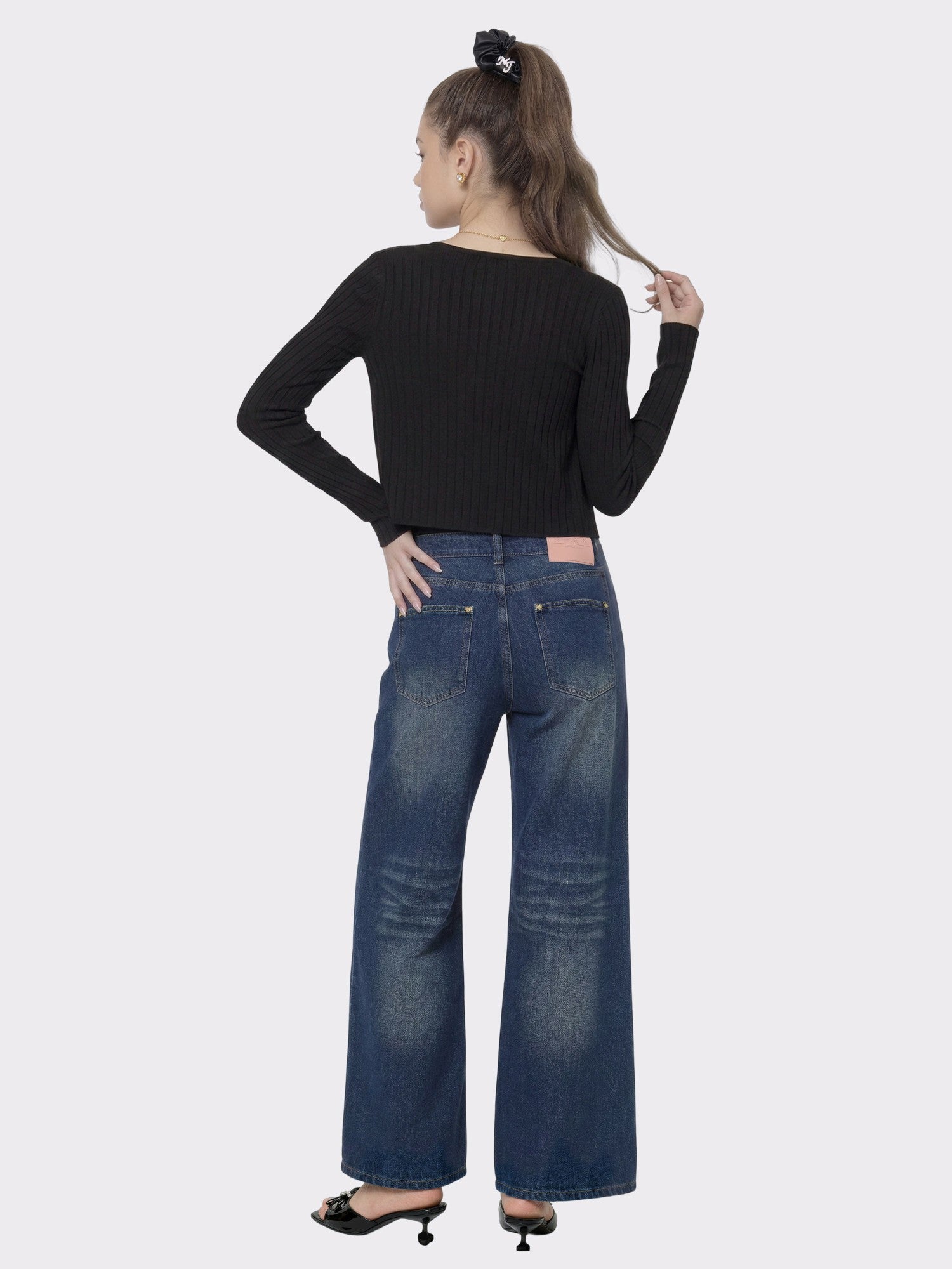 Dark Blue High-Waist Straight Leg Jeans | Nana Jacqueline