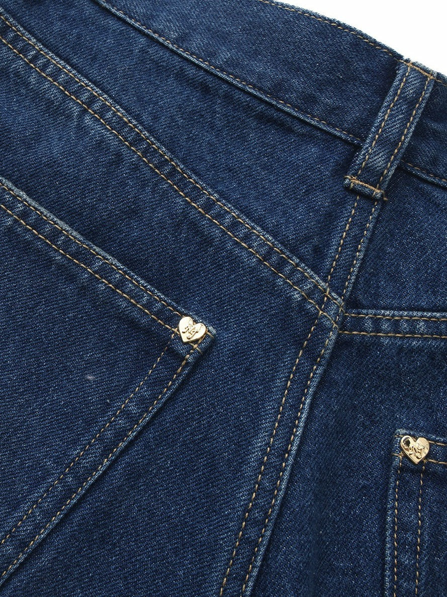 Dark Blue High-Waist Straight Leg Jeans | Nana Jacqueline