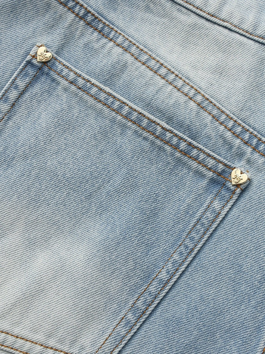 Light Blue Low-Rise Straight Leg Jeans | Nana Jacqueline