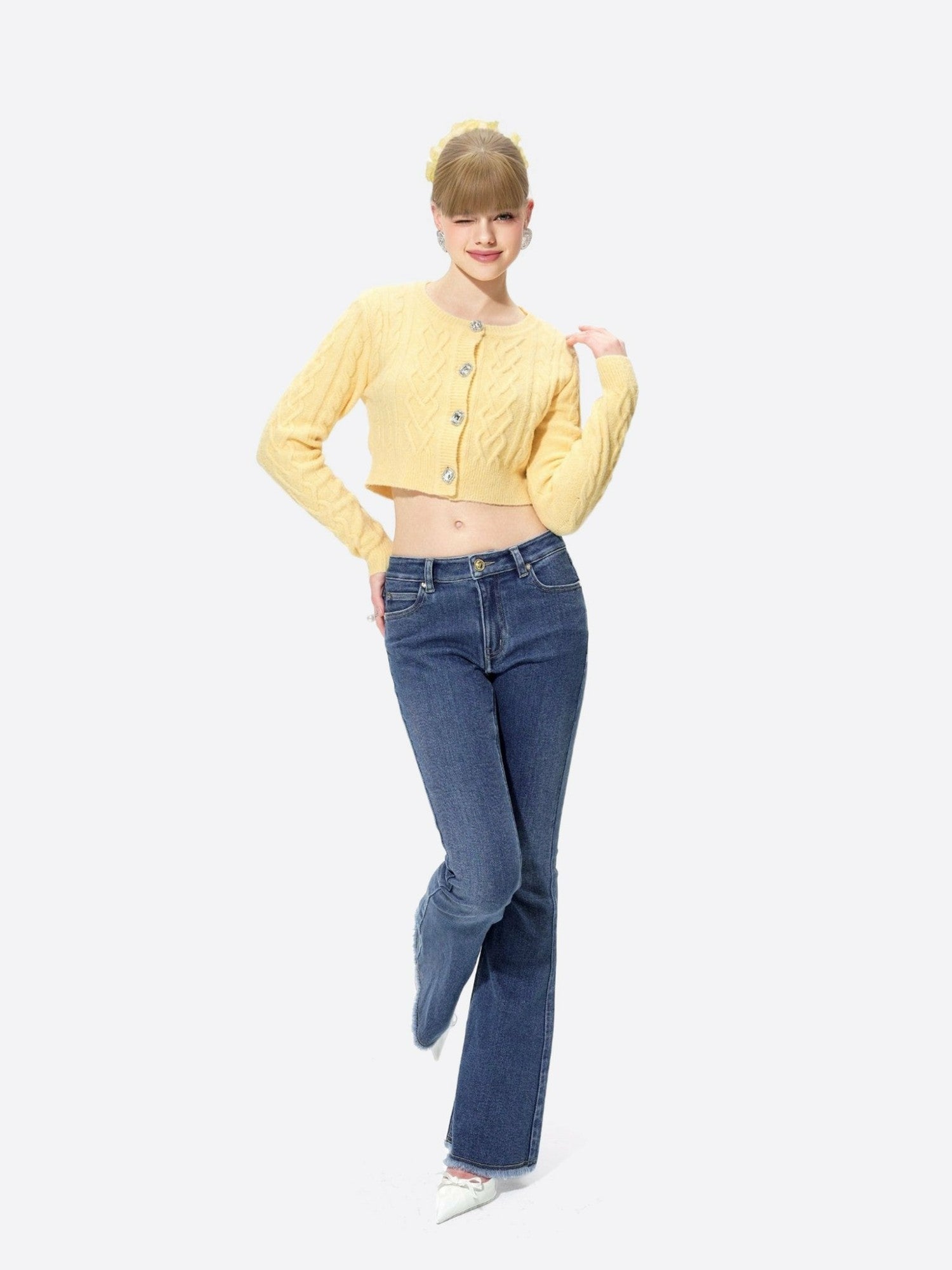Nicolette Denim: Blue Flare Jeans for Casual Luxury Daytime | Nana Jacqueline