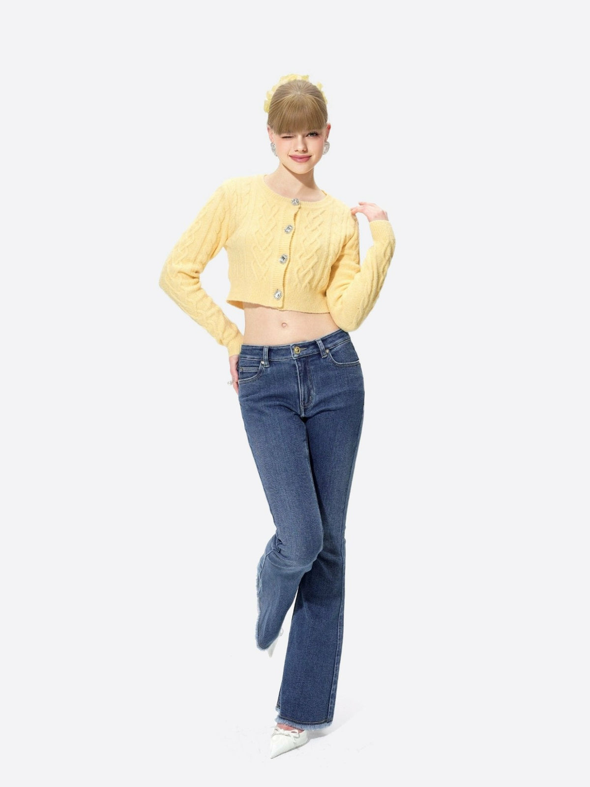 Nicolette Denim: Blue Flare Jeans for Casual Luxury Daytime | Nana Jacqueline