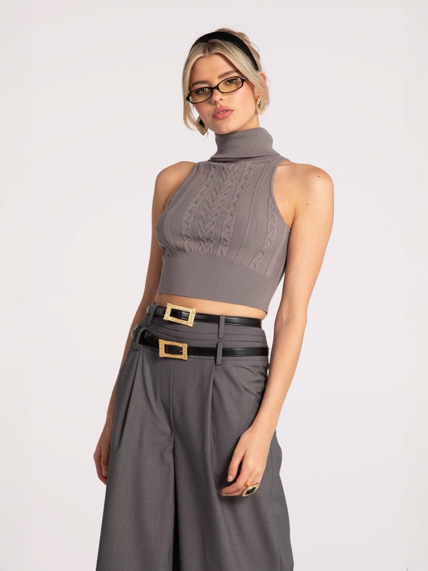 Anna Pants: Grey Wide-Leg Pants for Workwear | Nana Jacqueline