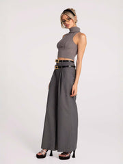 Anna Pants: Grey Wide-Leg Pants for Workwear | Nana Jacqueline