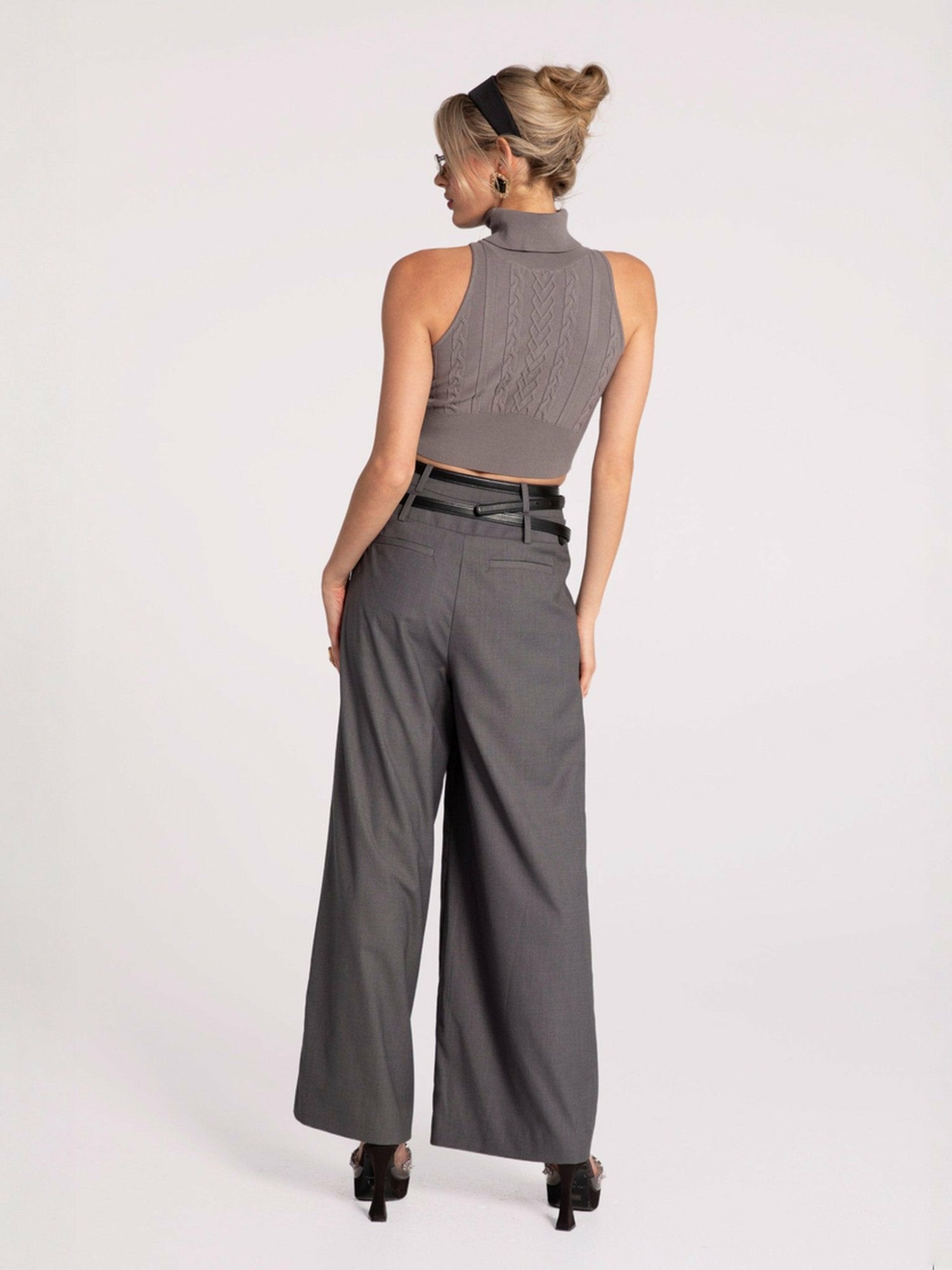 Anna Pants: Grey Wide-Leg Pants for Workwear | Nana Jacqueline