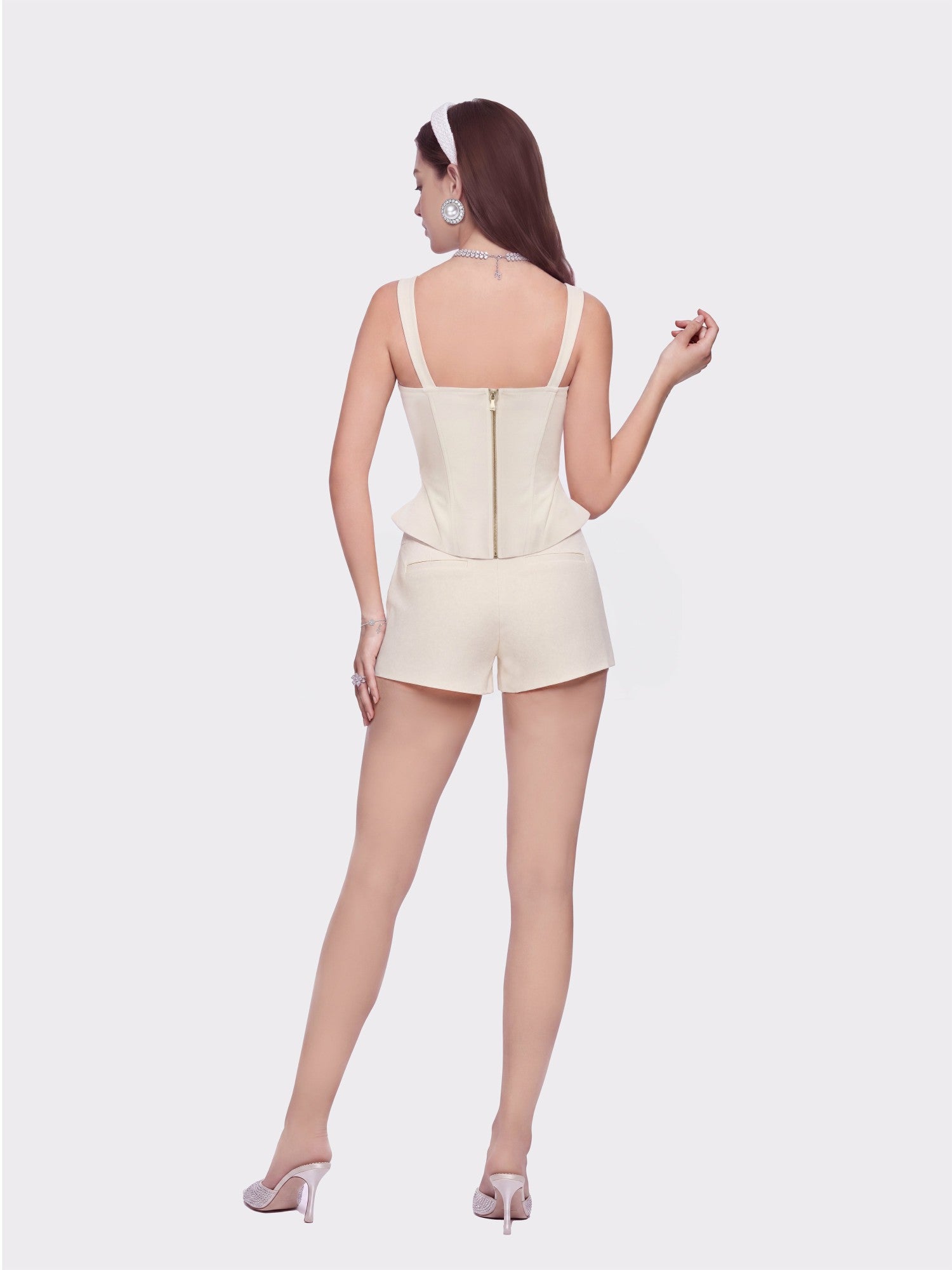 Avalon Straight-Leg Champagne Shorts | Nana Jacqueline