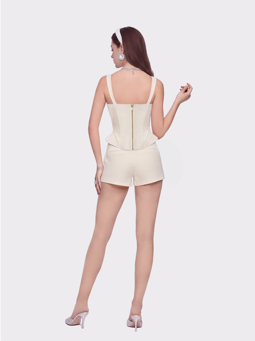 Avalon Straight-Leg Champagne Shorts | Nana Jacqueline