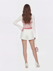Camille Mid-Rise White Tailored Shorts | Nana Jacqueline