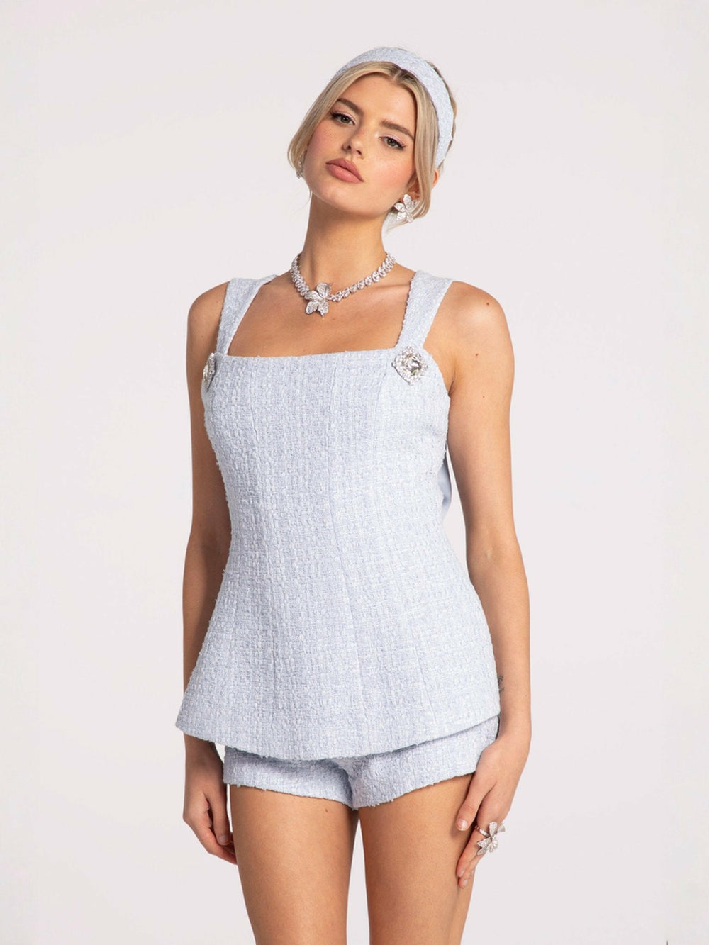 Anabella Shorts: Blue Shorts for Resort Brunch | Nana Jacqueline