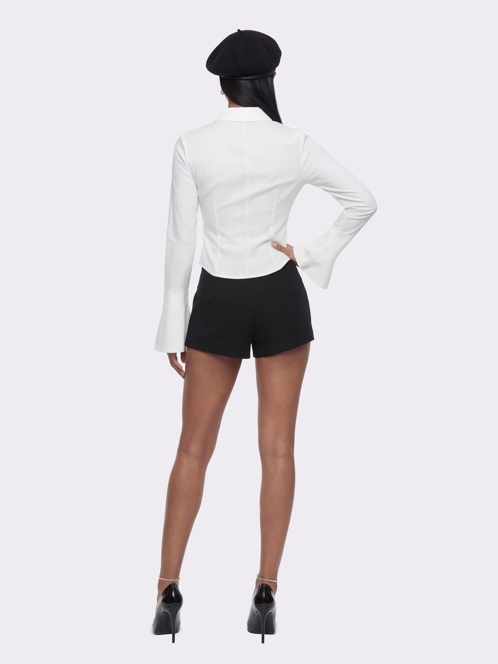 Camille Mid-Rise Black Tailored Shorts | Nana Jacqueline