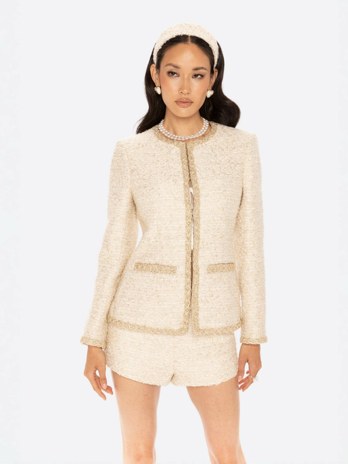 Evelyn Tweed Shorts: White Shorts for Brunch | Nana Jacqueline