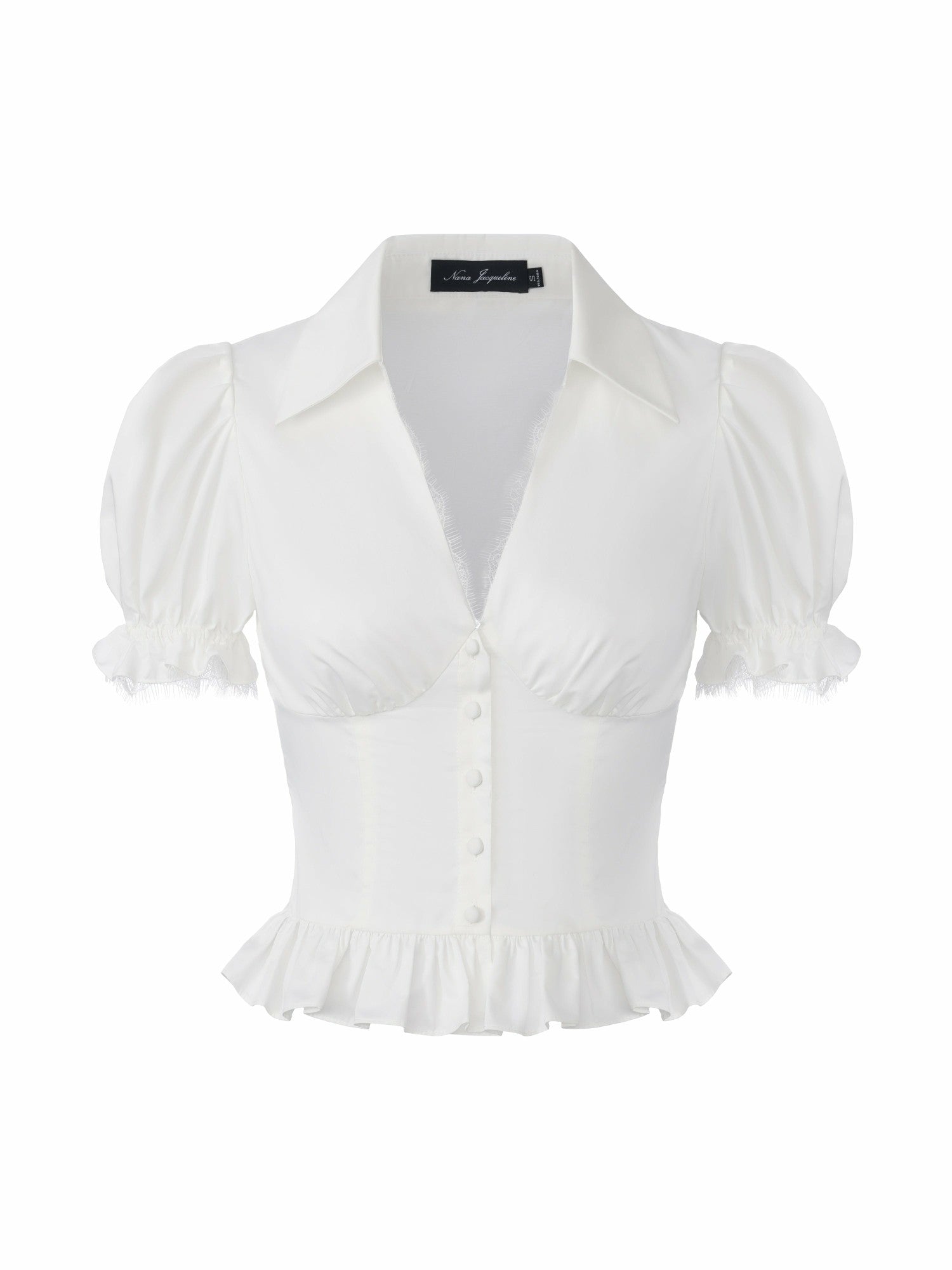 Raven Puff Sleeve White Top | Nana Jacqueline