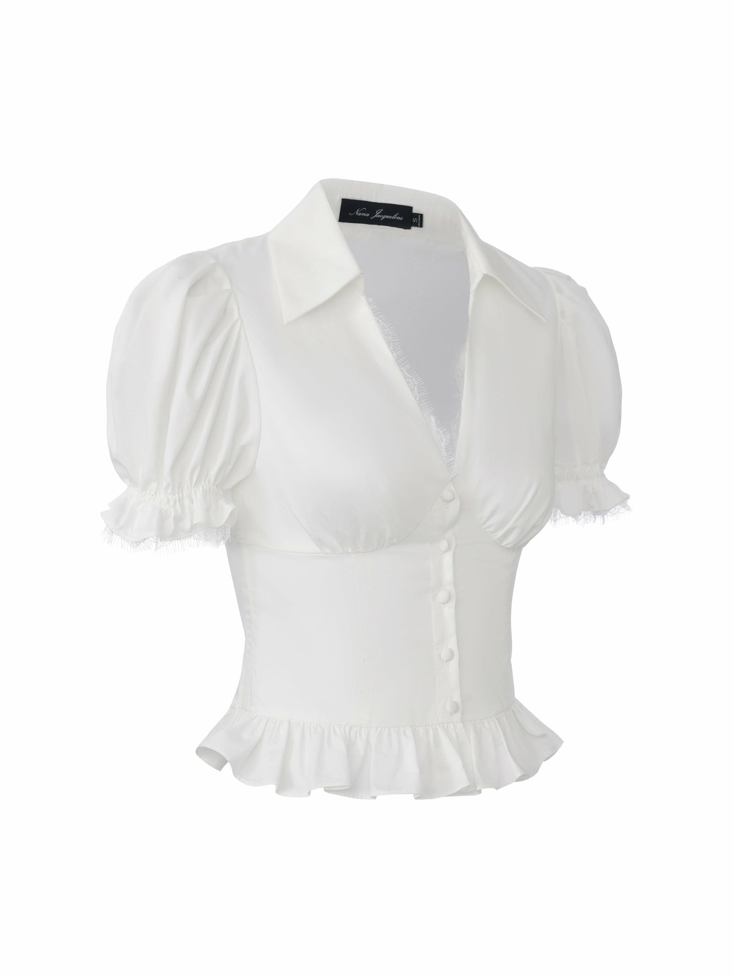 Raven Puff Sleeve White Top | Nana Jacqueline