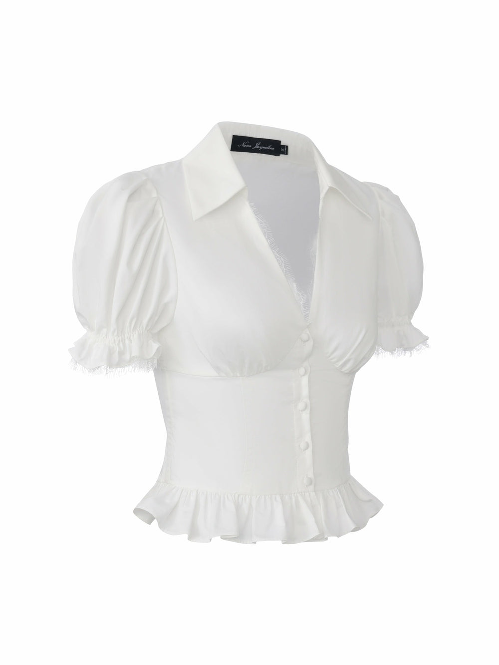 Raven Puff Sleeve White Top | Nana Jacqueline