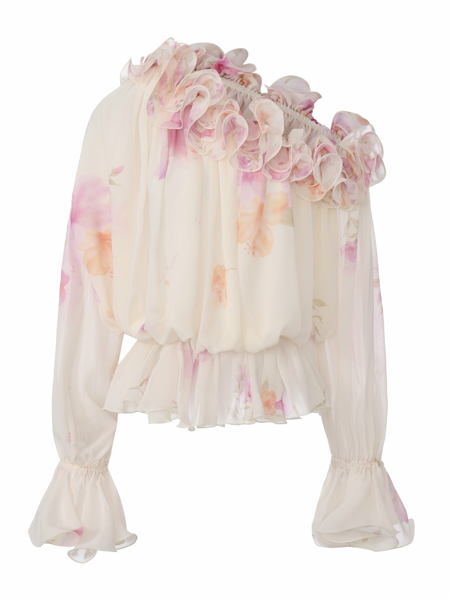 Summer Off-Shoulder Ruffle Cream Blouse | Nana Jacqueline