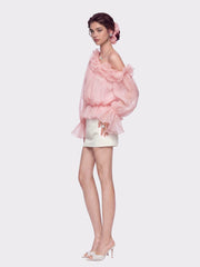 Summer Off-Shoulder Ruffle Pink Blouse | Nana Jacqueline
