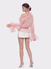 Summer Off-Shoulder Ruffle Pink Blouse | Nana Jacqueline