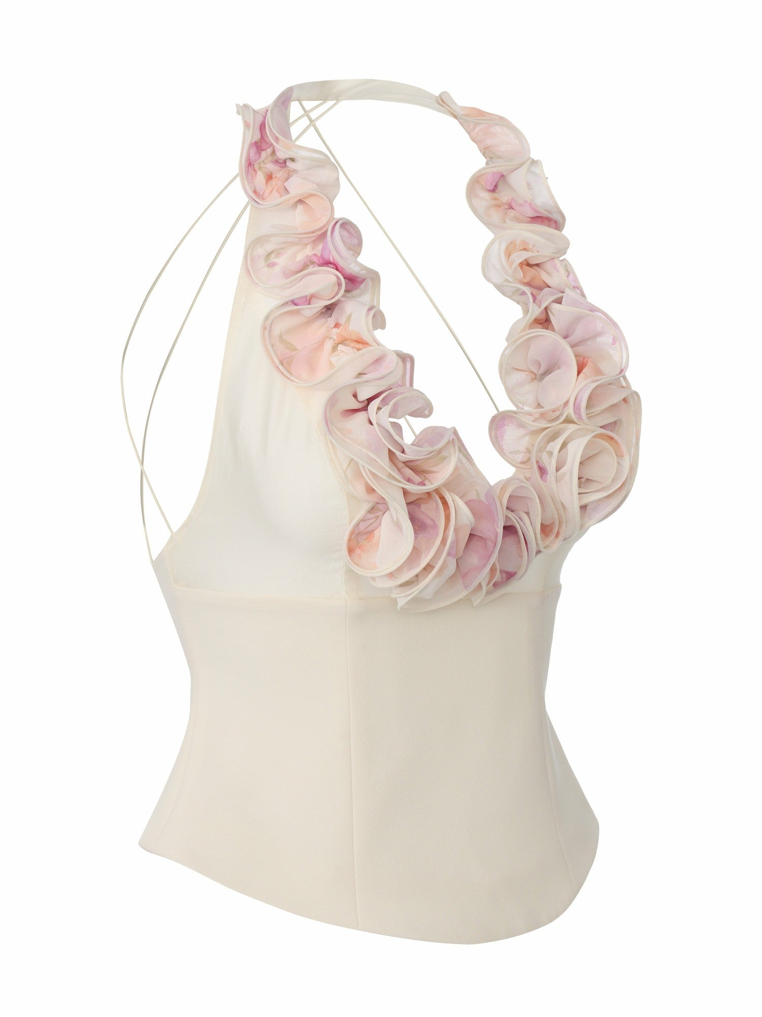 Ella Ruffle Halter Champagne Top | Nana Jacqueline