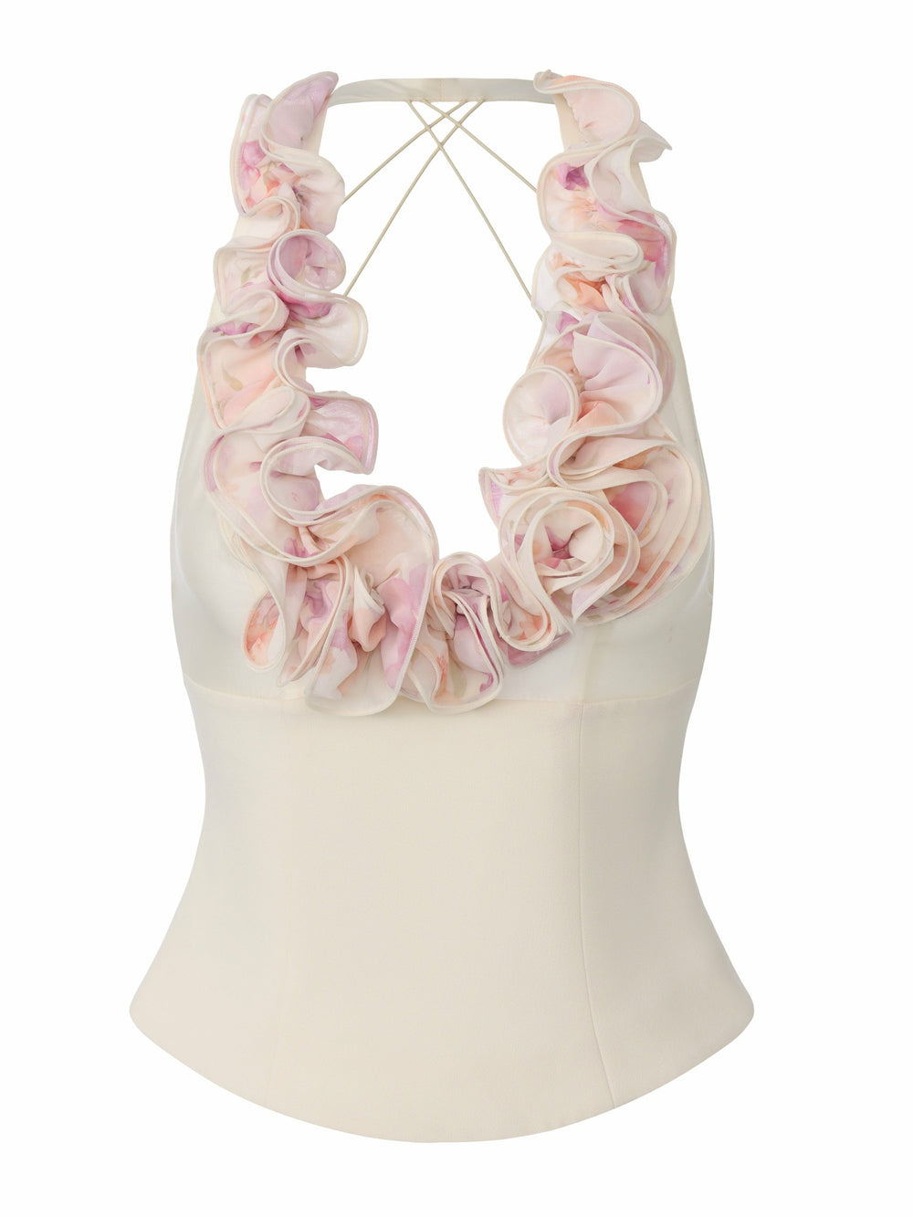 Ella Ruffle Halter Champagne Top | Nana Jacqueline