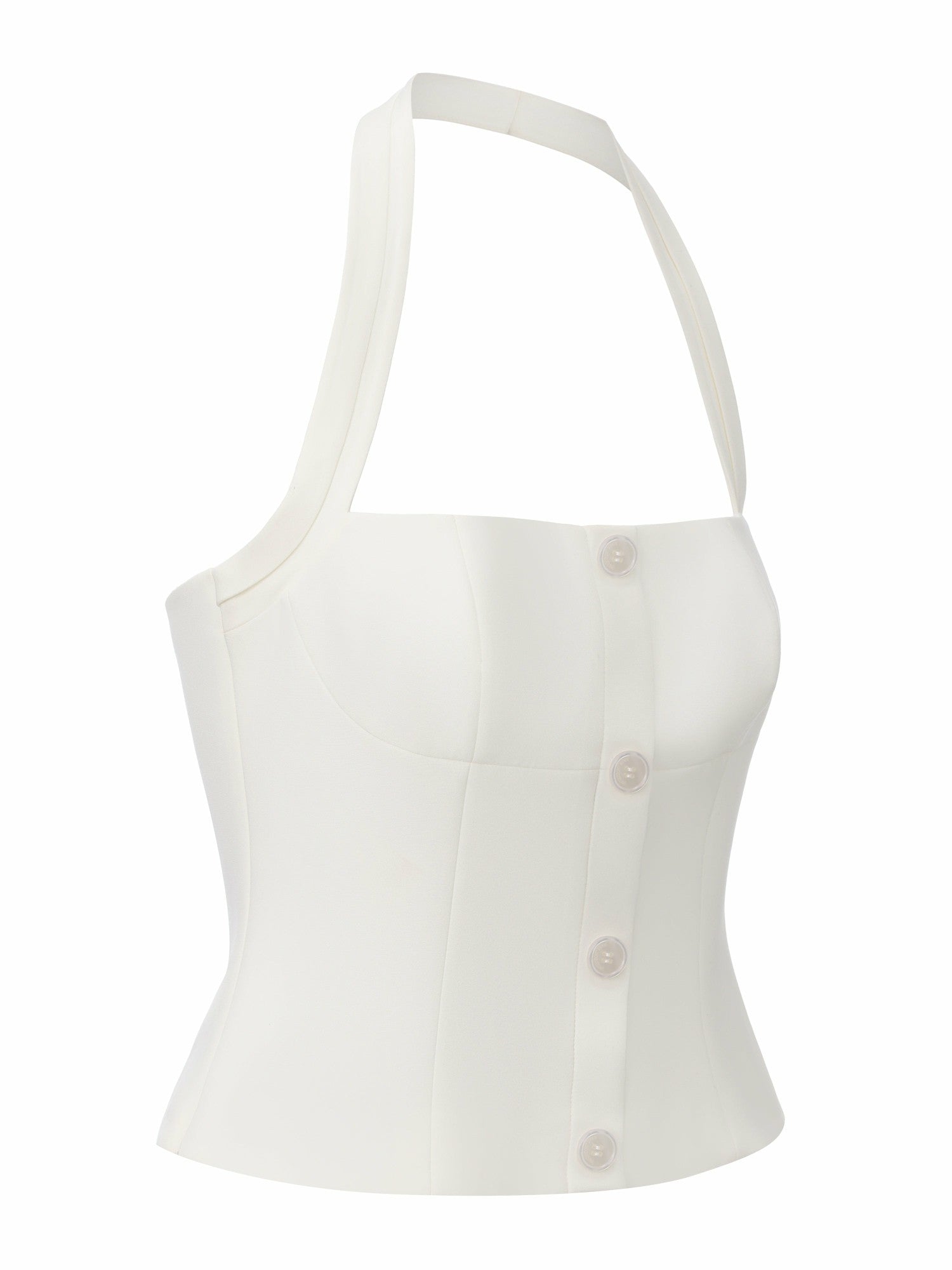 Lou U-Neck Halter Tailored White Top | Nana Jacqueline