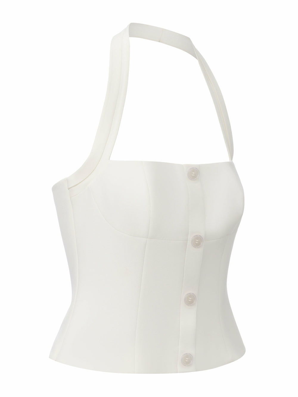 Lou U-Neck Halter Tailored White Top | Nana Jacqueline