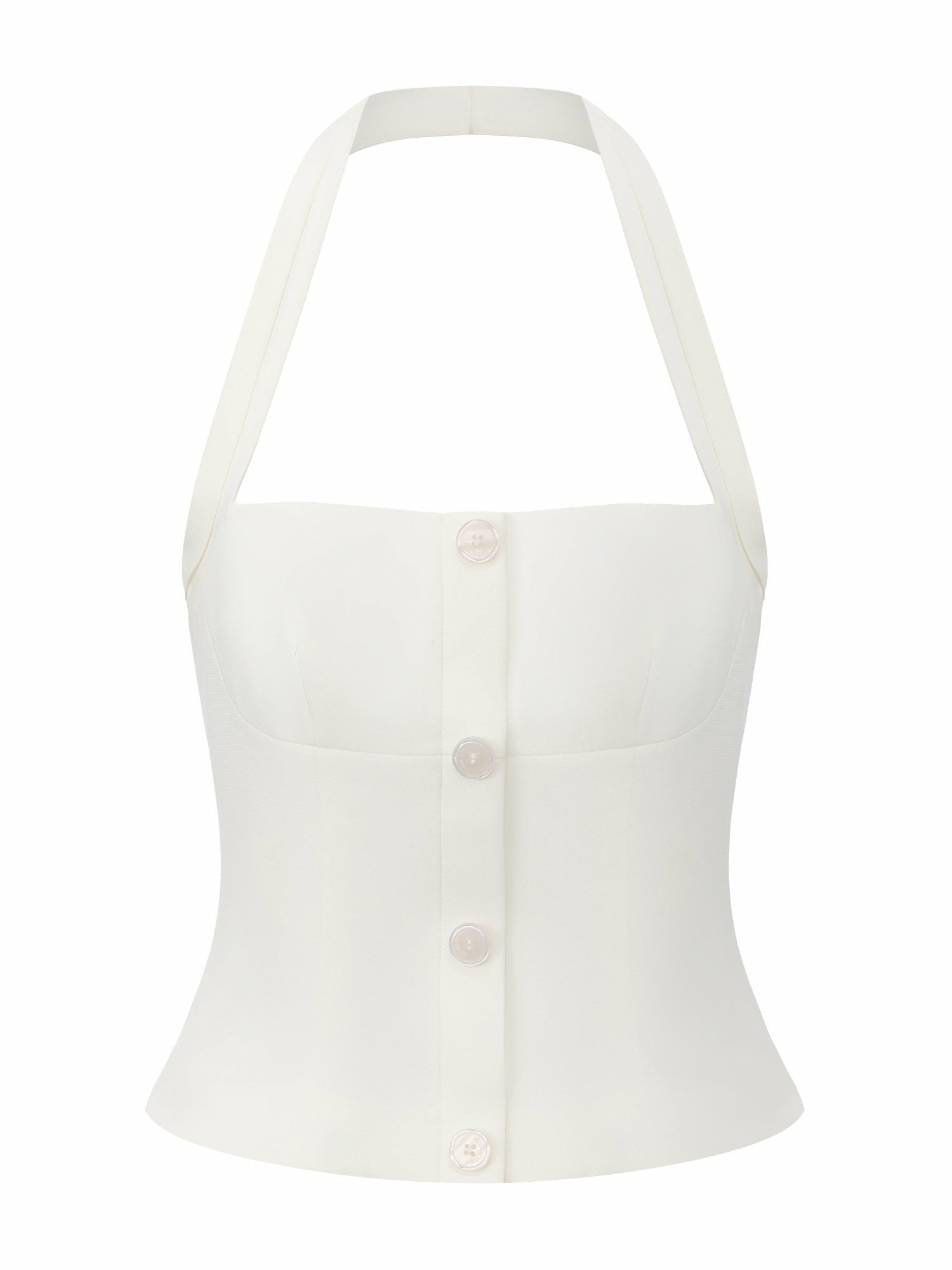 Lou U-Neck Halter Tailored White Top | Nana Jacqueline