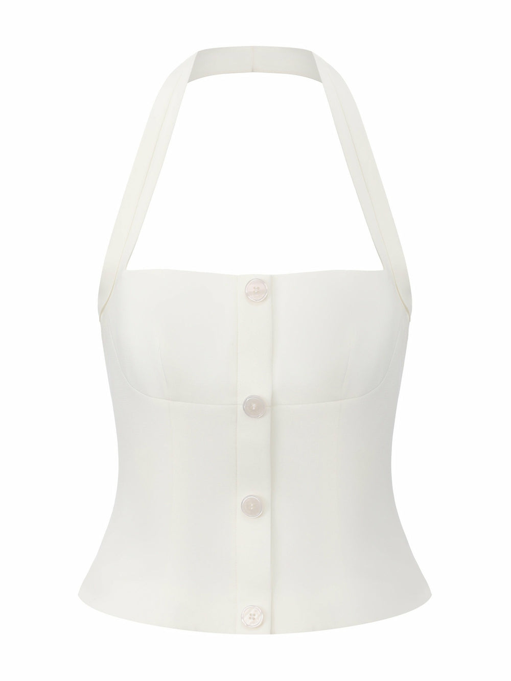 Lou U-Neck Halter Tailored White Top | Nana Jacqueline