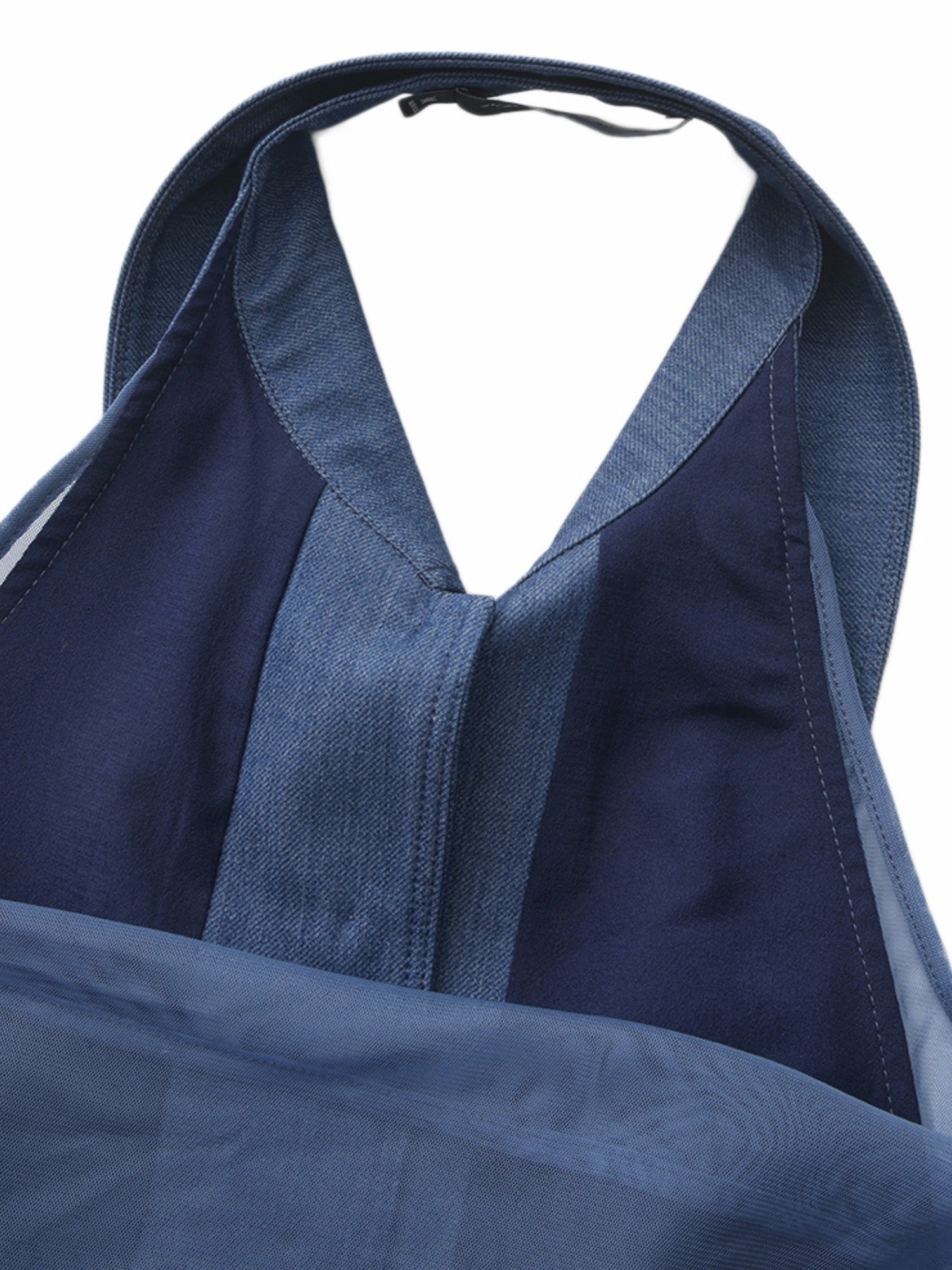 Amara Crystal-Button Open-Back Blue Top | Nana Jacqueline
