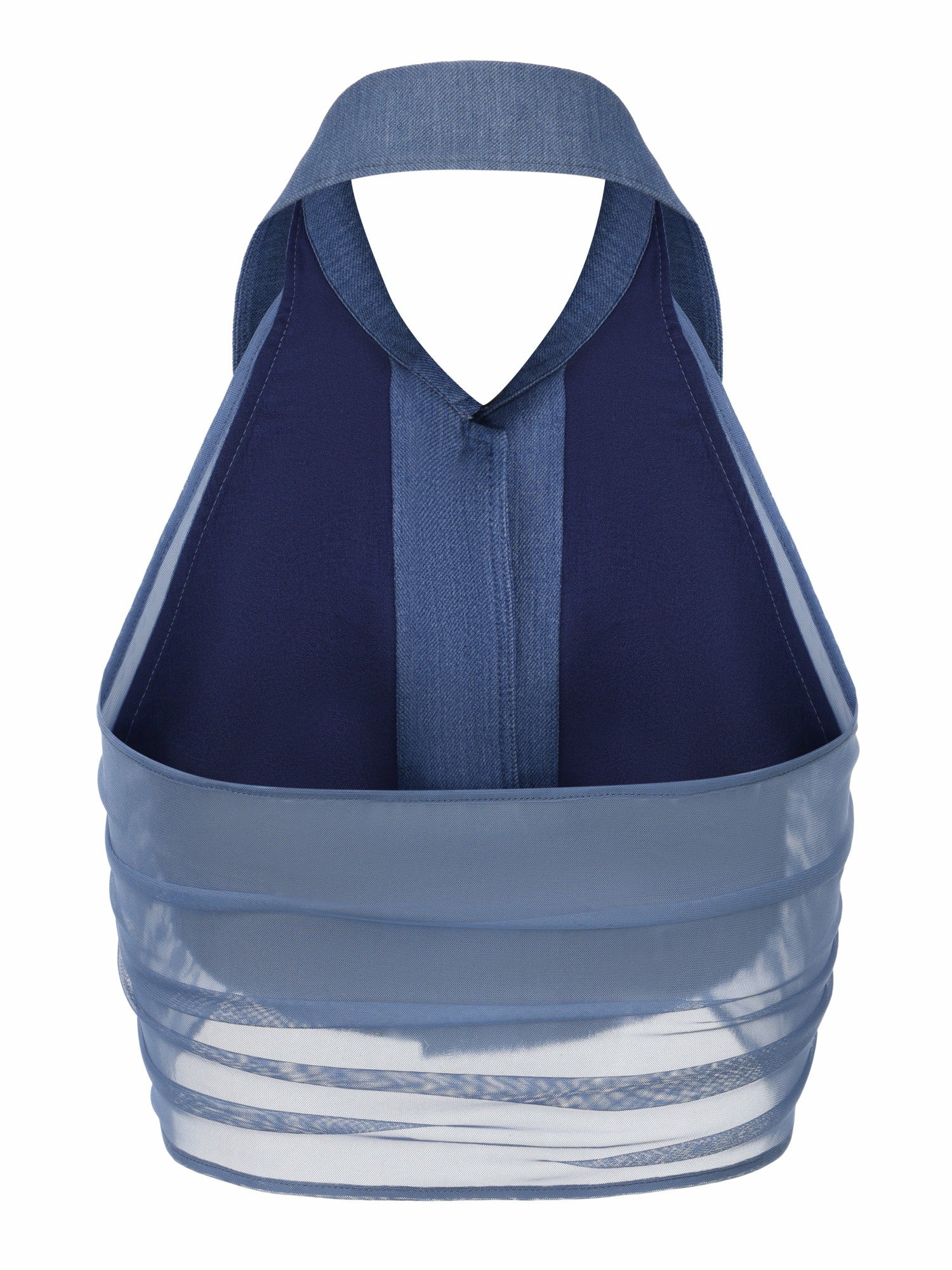 Amara Crystal-Button Open-Back Blue Top | Nana Jacqueline