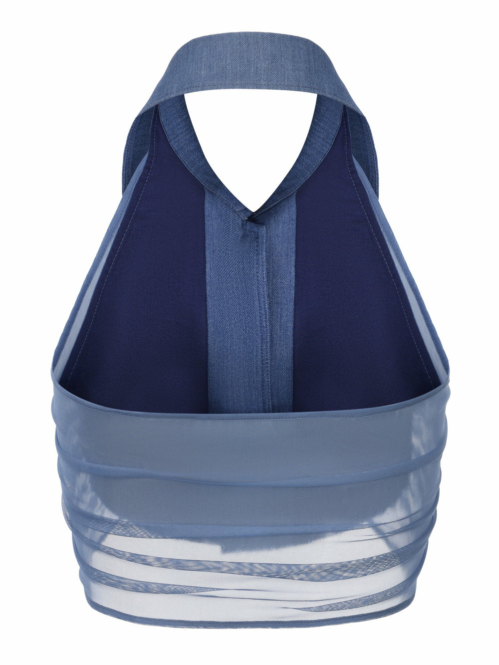 Amara Crystal-Button Open-Back Blue Top | Nana Jacqueline
