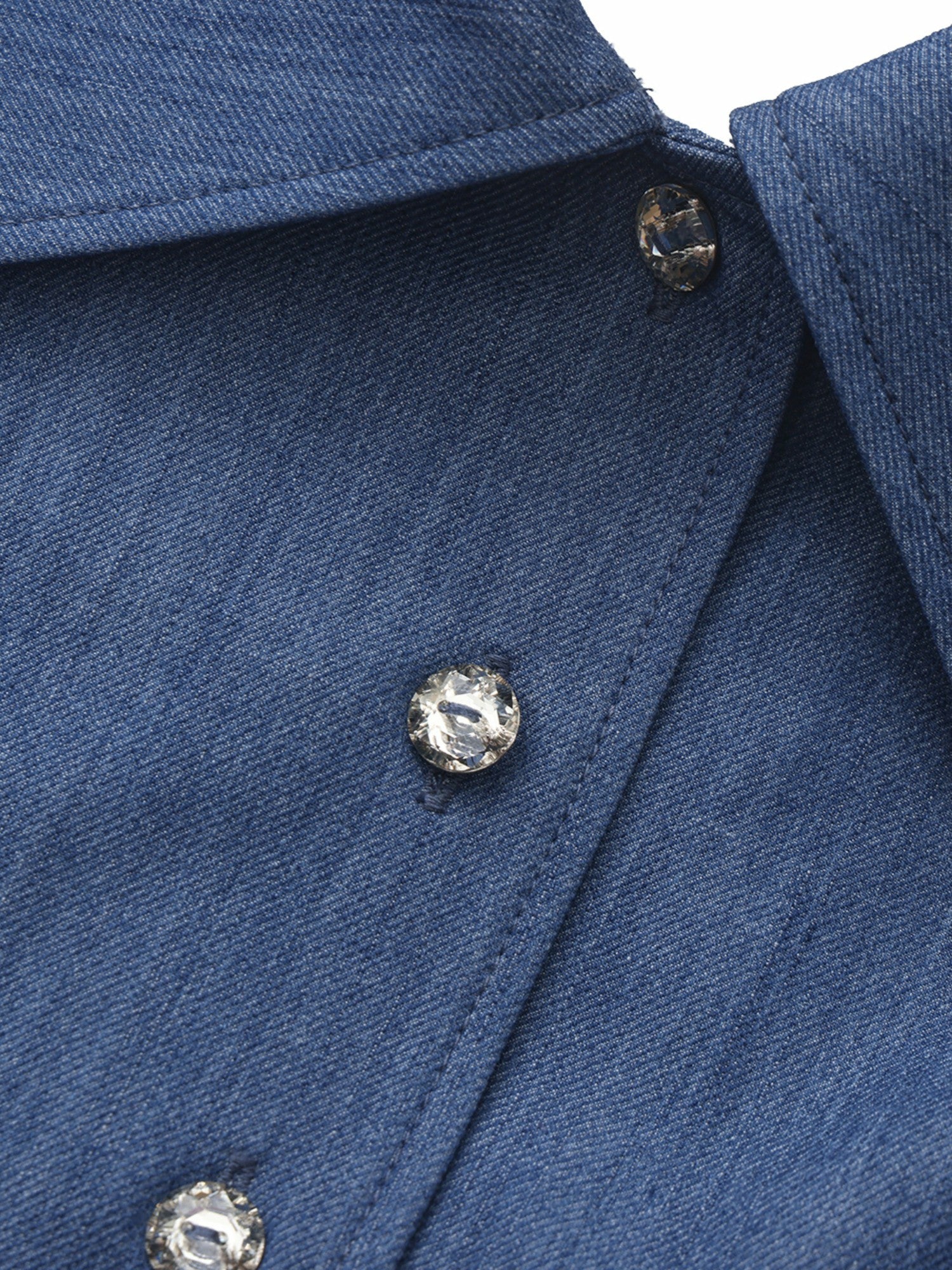 Amara Crystal-Button Open-Back Blue Top | Nana Jacqueline