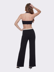 Ana Halter Knit Wool-Blend Black Top | Nana Jacqueline