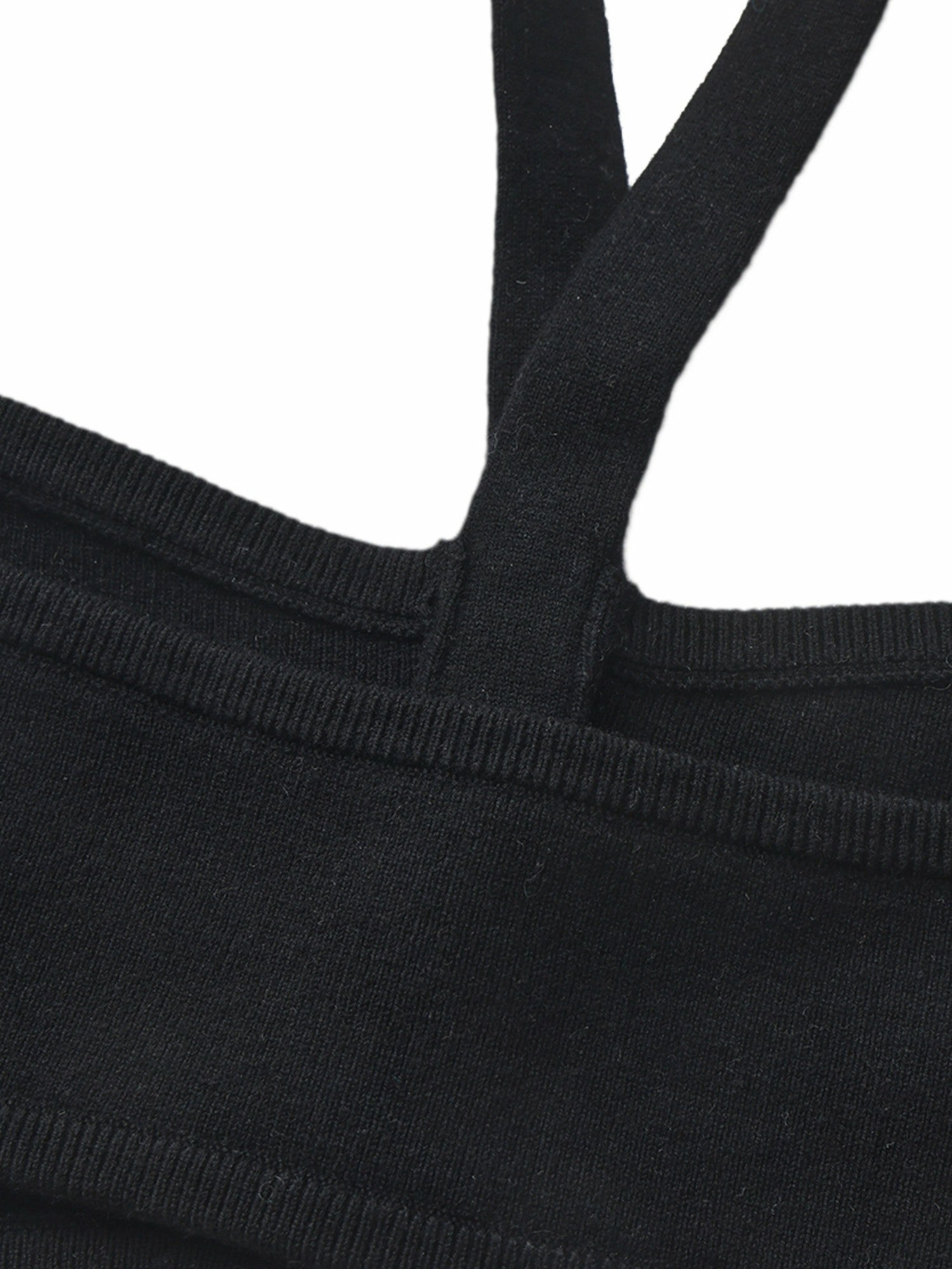 Ana Halter Knit Wool-Blend Black Top | Nana Jacqueline