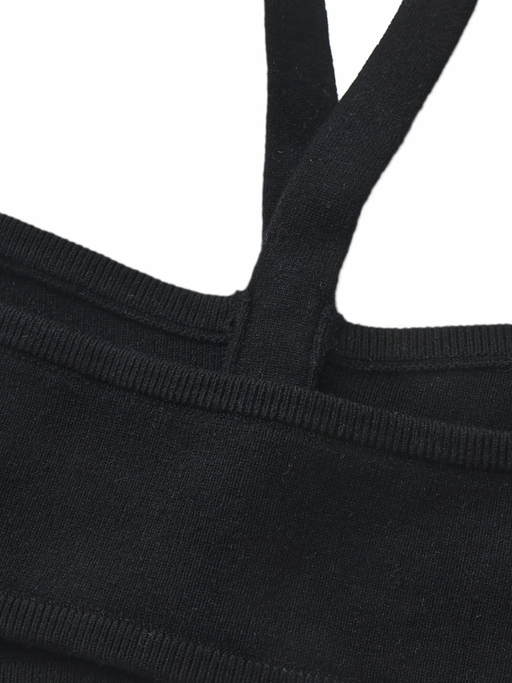 Ana Halter Knit Wool-Blend Black Top | Nana Jacqueline