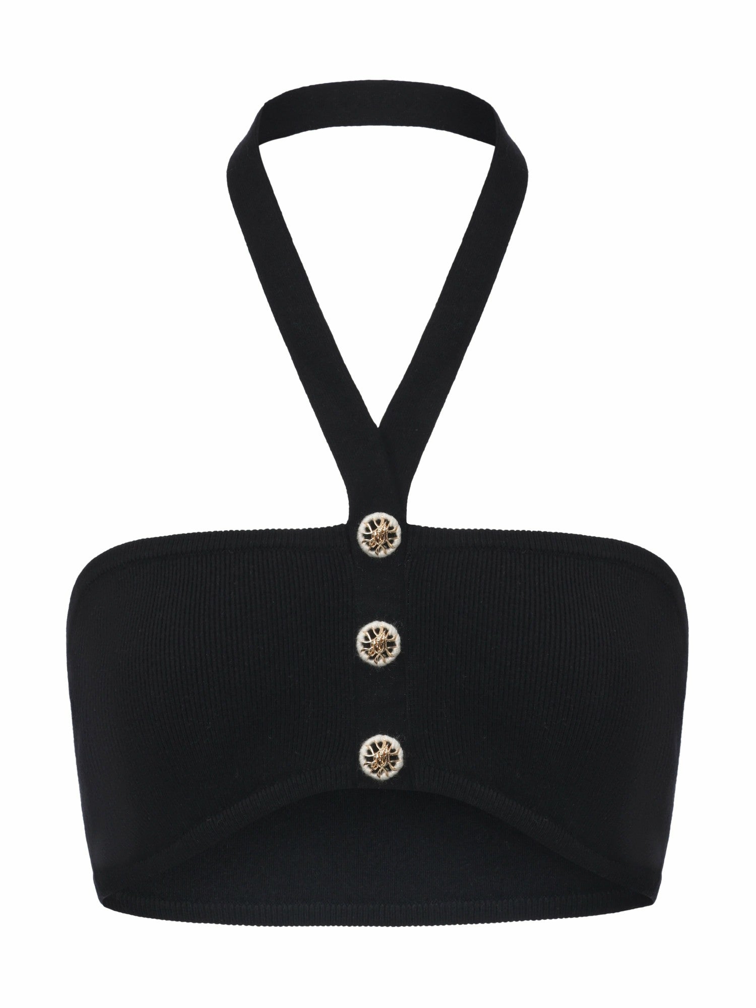 Ana Halter Knit Wool-Blend Black Top | Nana Jacqueline