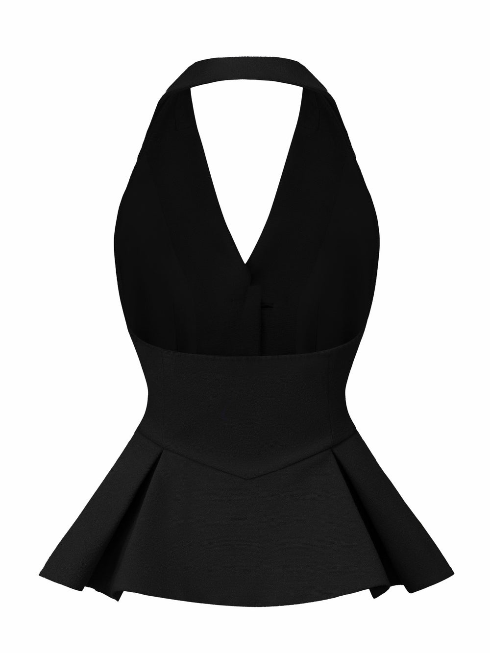 Camille Crystal-Button Black Peplum Vest: Black Vest for Evening Cocktails | Nana Jacqueline
