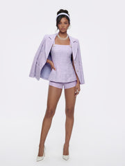 Annabella Tweed Woven Purple Bow Top | Nana Jacqueline