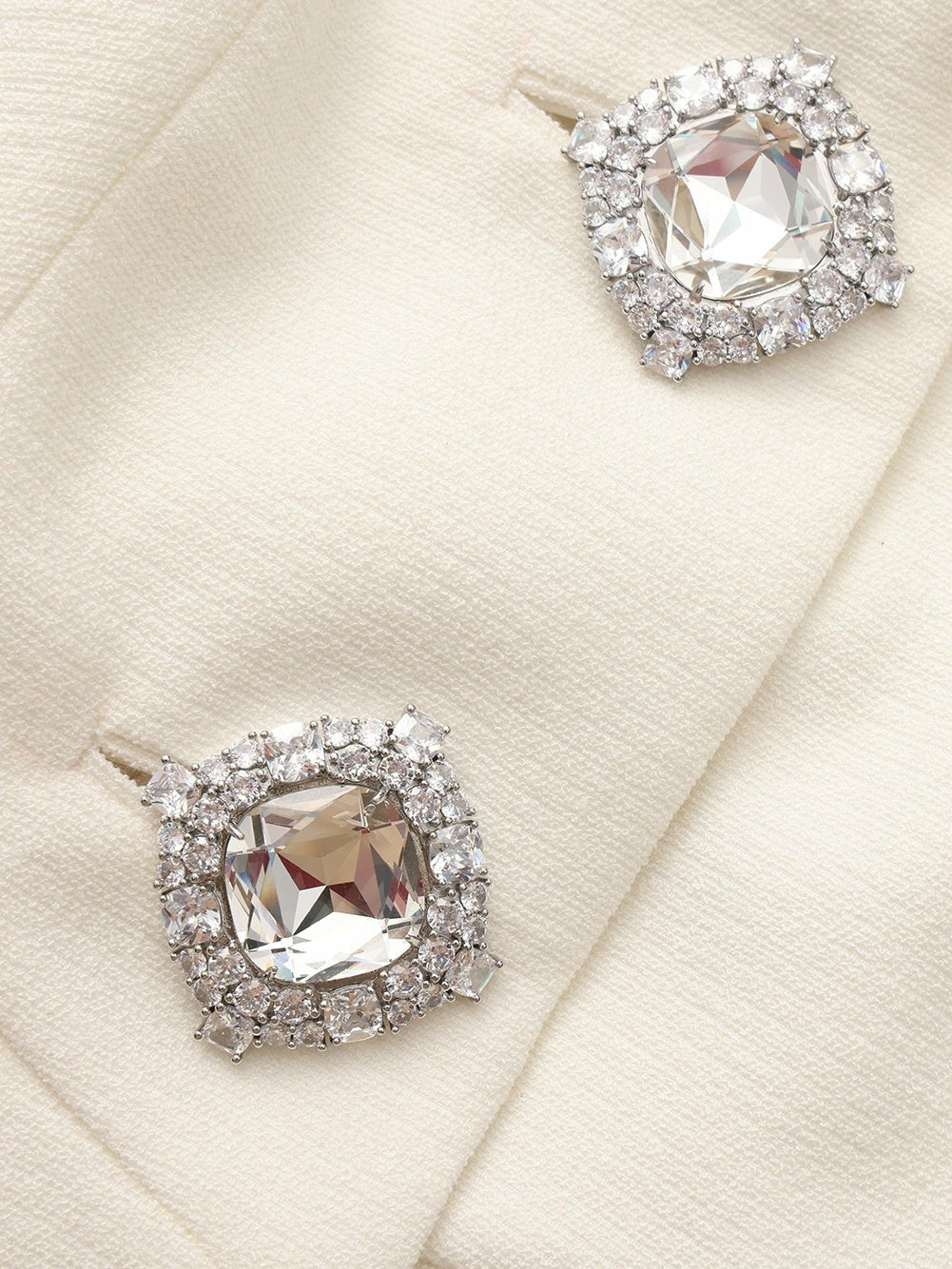 Camille Crystal-Button White Peplum Vest: White Vest for Bridal Shower | Nana Jacqueline