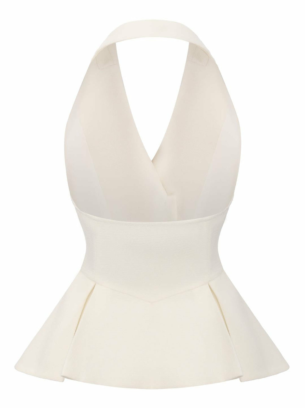 Camille Crystal-Button White Peplum Vest: White Vest for Bridal Shower | Nana Jacqueline