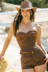 Sienna Suede Top: Brown Corset Top for Date Night | Nana Jacqueline